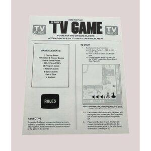 TV Guide's TV Game Board Game Replacement Piece Instruction Manual Vintage 1984